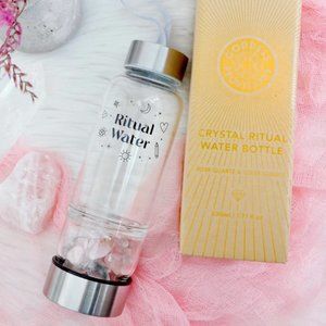 Crystal Ritual Water Bottle w Rose & Clear Quartz